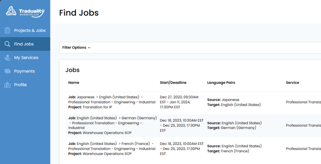 find jobs screenshot