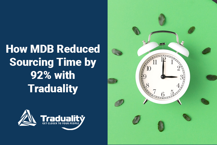 how mdb reduced sourcing time by 92% with Traduality